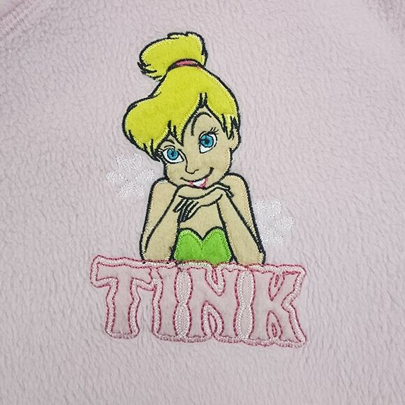 Disney Tinker Bell Sweatshirt Womens XL Pink Long Sleeve V Neck Cozy Fleece - Picture 3 of 14